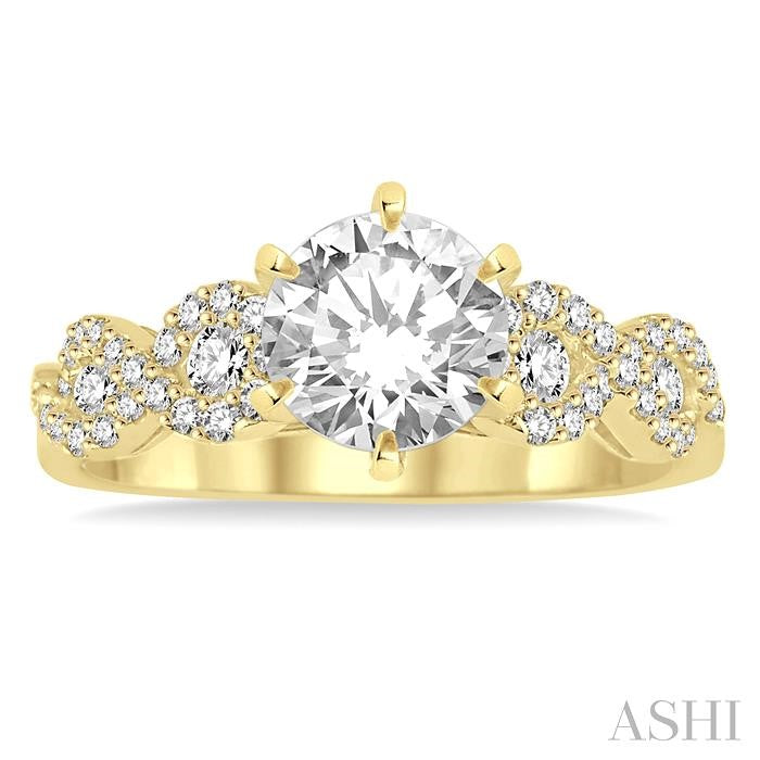 1/3 Ctw Diamond Semi-Mount Engagement Ring in 14K Yellow Gold