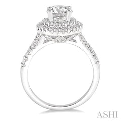 1 Ctw Diamond Engagement Ring with 1/2 Ct Round Cut Center Stone in 14K White Gold