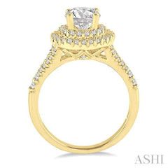 1 Ctw Diamond Engagement Ring with 1/2 Ct Round Cut Center Stone in 14K Yellow Gold