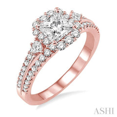 3/4 Ctw Diamond Semi-Mount Engagement Ring in 14K Rose Gold