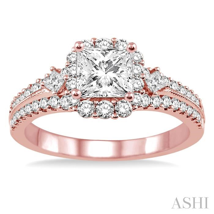 3/4 Ctw Diamond Semi-Mount Engagement Ring in 14K Rose Gold