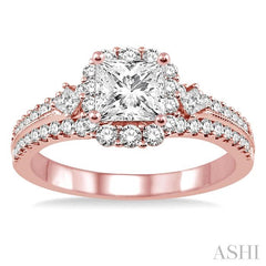 3/4 Ctw Diamond Semi-Mount Engagement Ring in 14K Rose Gold