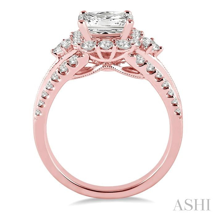 3/4 Ctw Diamond Semi-Mount Engagement Ring in 14K Rose Gold