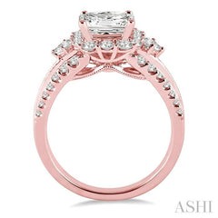 3/4 Ctw Diamond Semi-Mount Engagement Ring in 14K Rose Gold