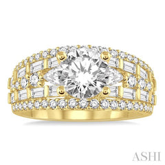 1 1/3 Ctw Diamond Semi-Mount Engagement Ring in 14K Yellow Gold