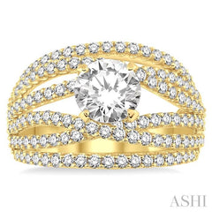 1 3/8 Ctw Diamond Semi-Mount Engagement Ring in 14K Yellow Gold