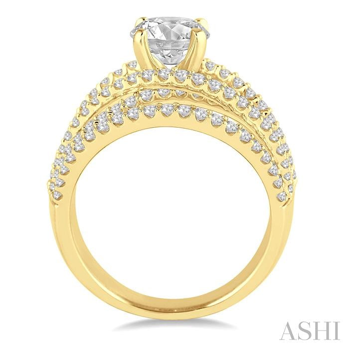 1 3/8 Ctw Diamond Semi-Mount Engagement Ring in 14K Yellow Gold