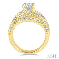 1 3/8 Ctw Diamond Semi-Mount Engagement Ring in 14K Yellow Gold