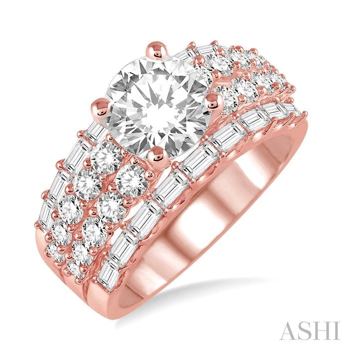 1 3/4 Ctw Diamond Semi-Mount Engagement Ring in 14K Rose Gold