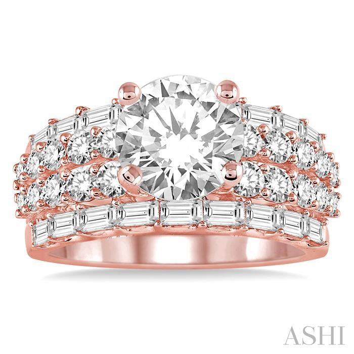 1 3/4 Ctw Diamond Semi-Mount Engagement Ring in 14K Rose Gold