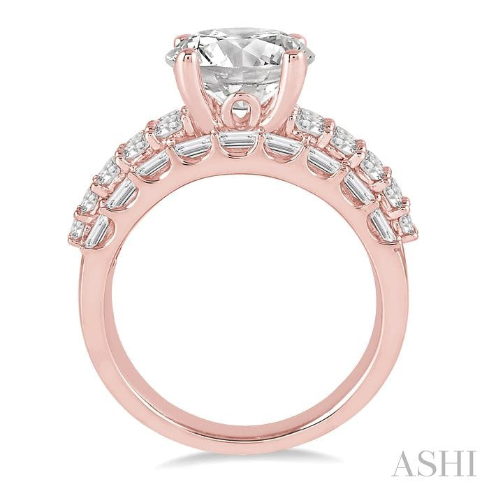 1 3/4 Ctw Diamond Semi-Mount Engagement Ring in 14K Rose Gold