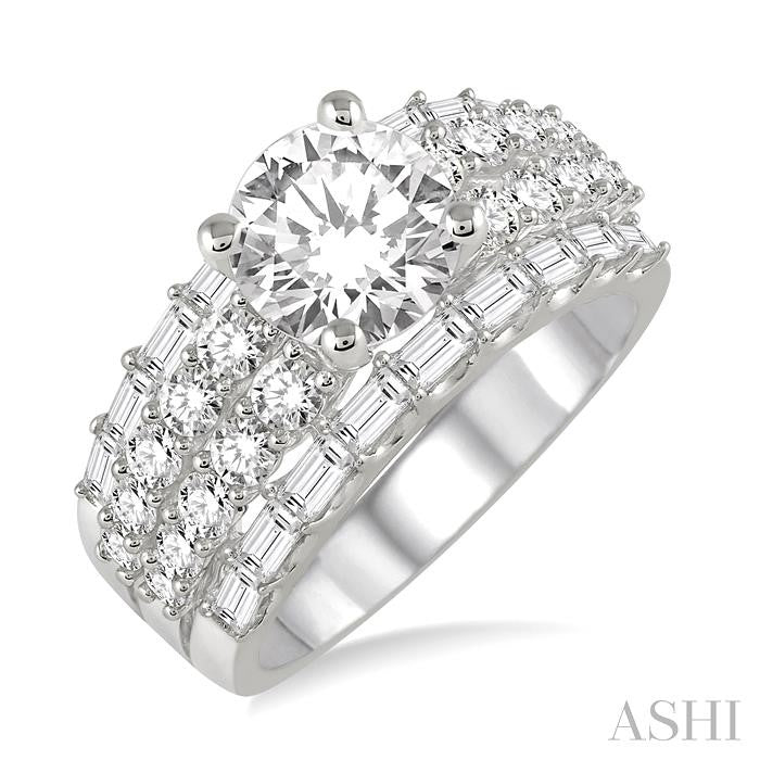 1 3/4 Ctw Diamond Semi-Mount Engagement Ring in 14K white Gold