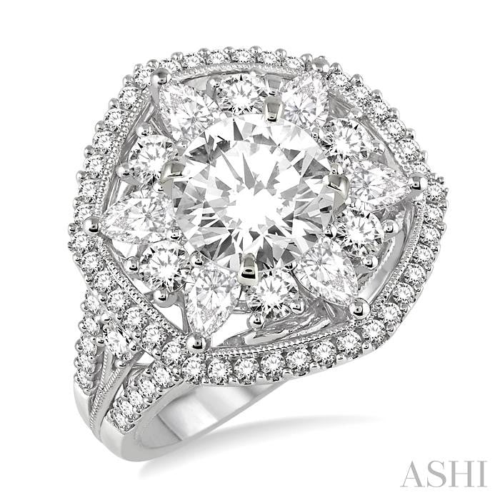 2 Ctw Diamond Semi-Mount Engagement Ring in 14K White Gold