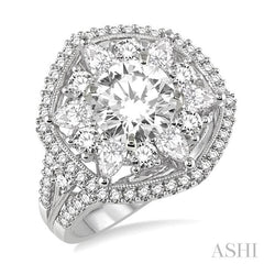 2 Ctw Diamond Semi-Mount Engagement Ring in 14K White Gold