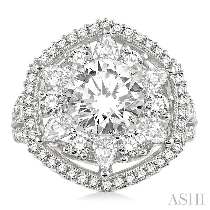 2 Ctw Diamond Semi-Mount Engagement Ring in 14K White Gold