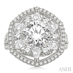 2 Ctw Diamond Semi-Mount Engagement Ring in 14K White Gold