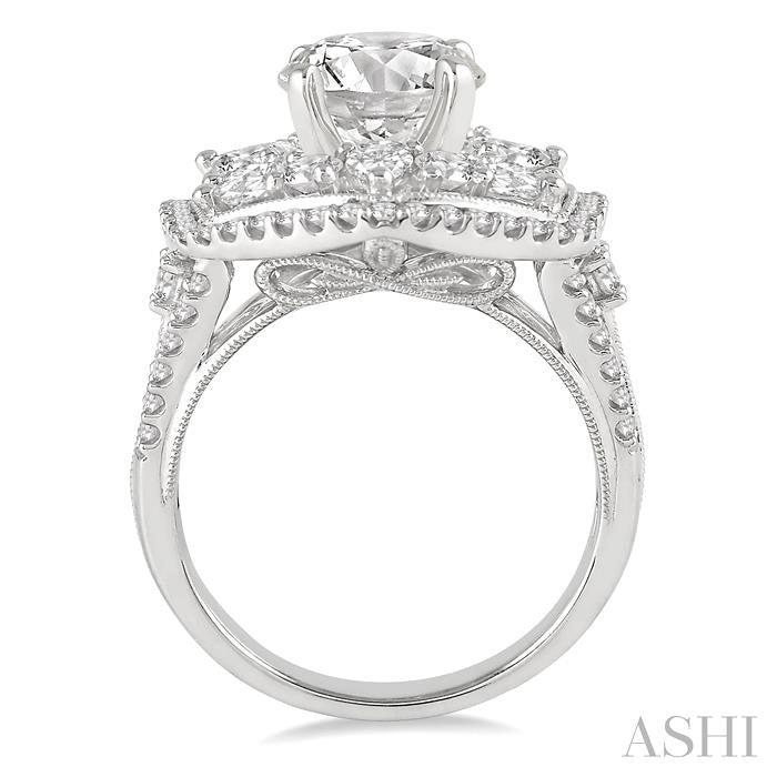2 Ctw Diamond Semi-Mount Engagement Ring in 14K White Gold