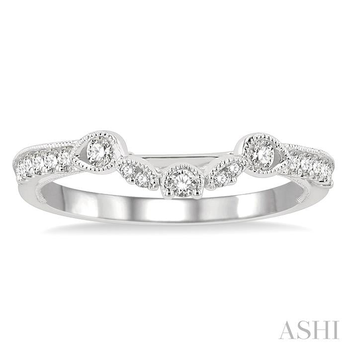 1/4 Ctw Carved Curve Round Cut Diamond Wedding Band in 14K White Gold