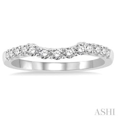 3/8 Ctw Raised Arched Center Round Cut Diamond Wedding Band in 14K White Gold