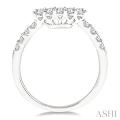 3/8 Ctw Raised Arched Center Round Cut Diamond Wedding Band in 14K White Gold