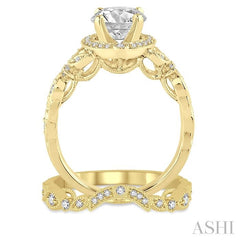 3/4 Ctw Diamond Bridal Set with 5/8 Ctw Round Cut Engagement Ring and 1/10 Ctw Wedding Band in 14K Yellow Gold