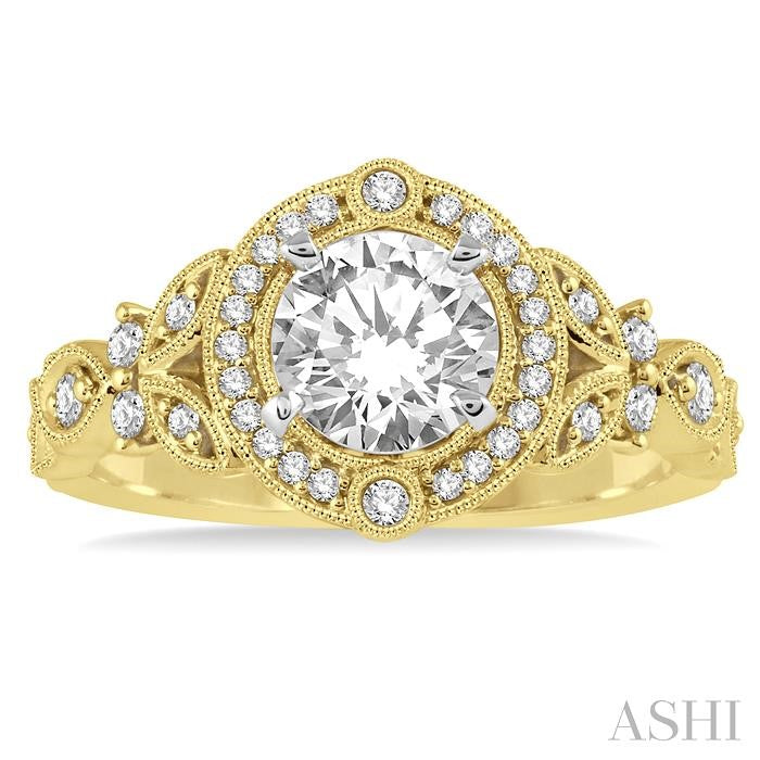 1/4 Ctw Diamond Semi-Mount Engagement Ring in 14K Yellow and White Gold