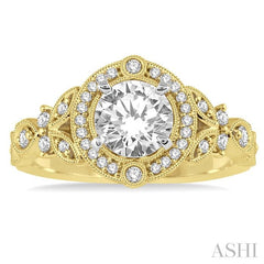 1/4 Ctw Diamond Semi-Mount Engagement Ring in 14K Yellow and White Gold