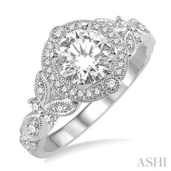 1/6 Ctw Round Cut Diamond Semi-Mount Engagement Ring in 14K White Gold