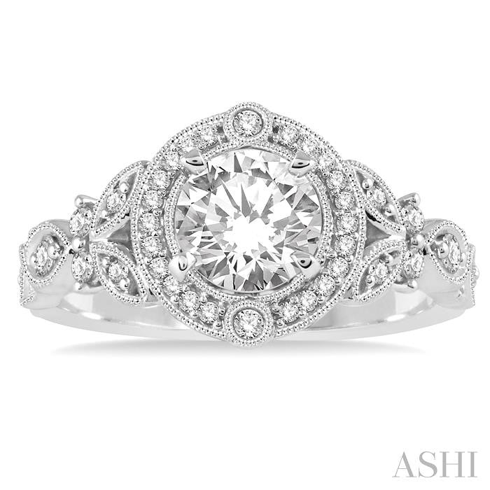 1/6 Ctw Round Cut Diamond Semi-Mount Engagement Ring in 14K White Gold