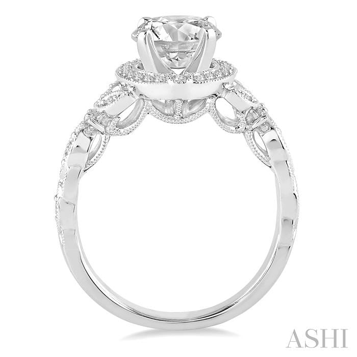 1/6 Ctw Round Cut Diamond Semi-Mount Engagement Ring in 14K White Gold