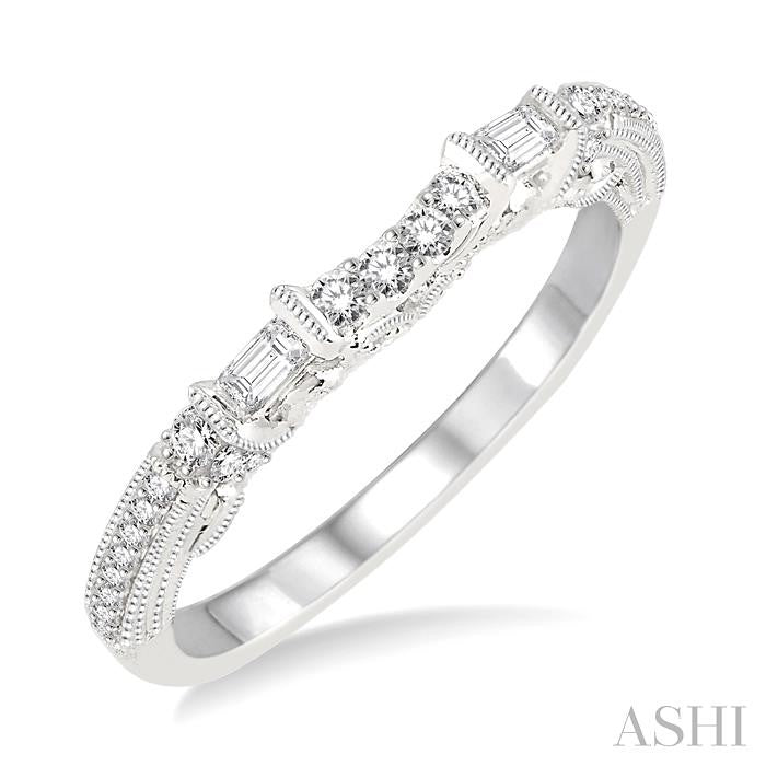 1/3 Ctw Ethnic-Inspired Round Cut Diamond Wedding Band in 14K White Gold