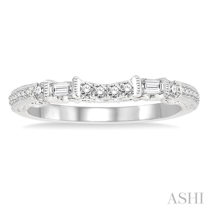 1/3 Ctw Ethnic-Inspired Round Cut Diamond Wedding Band in 14K White Gold