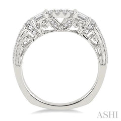 1/3 Ctw Ethnic-Inspired Round Cut Diamond Wedding Band in 14K White Gold