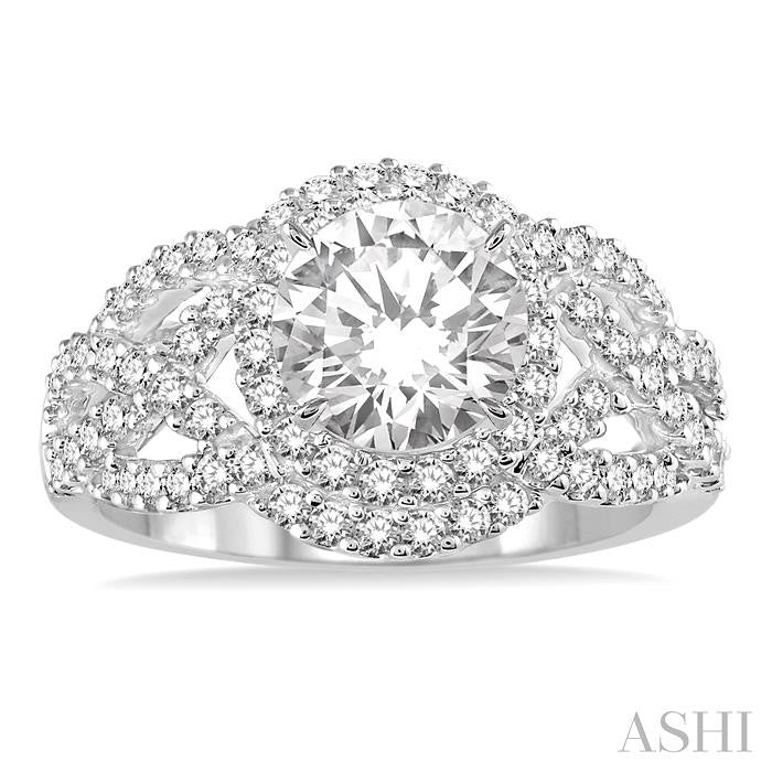 3/4 Ctw Diamond Semi-Mount Engagement Ring in 14K White Gold