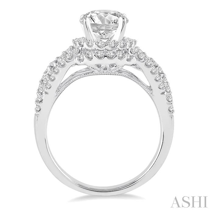 3/4 Ctw Diamond Semi-Mount Engagement Ring in 14K White Gold