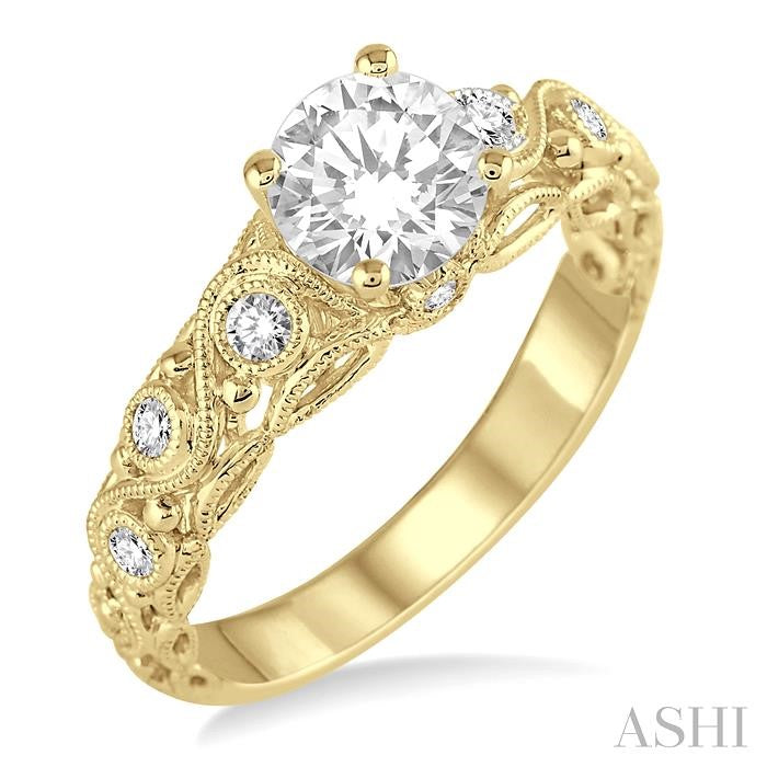 1/6 Ctw Diamond Semi-Mount Engagement Ring in 14K Yellow Gold