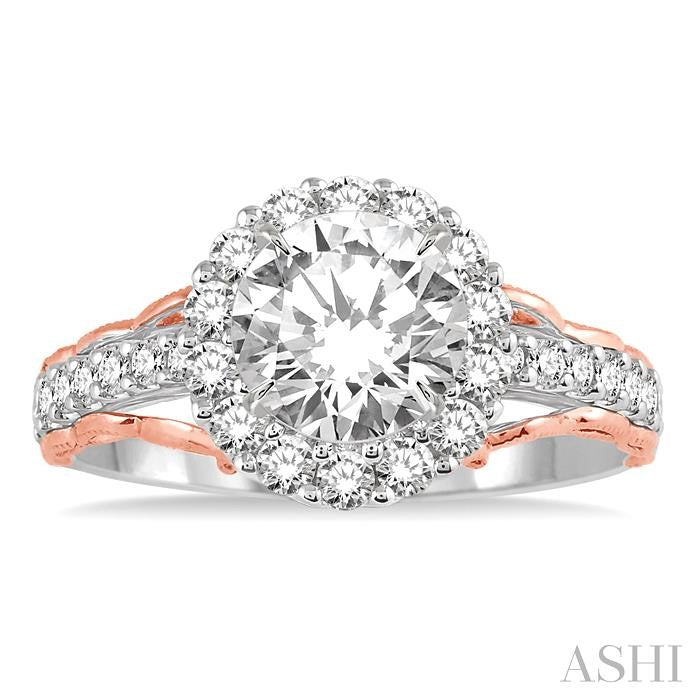 5/8 Ctw Diamond Semi-Mount Engagement Ring in 14K White and Rose Gold