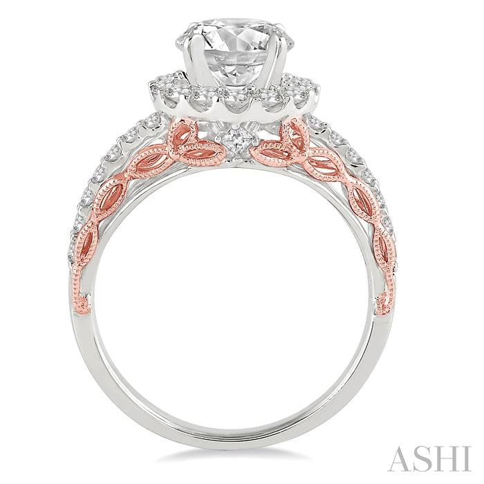 5/8 Ctw Diamond Semi-Mount Engagement Ring in 14K White and Rose Gold