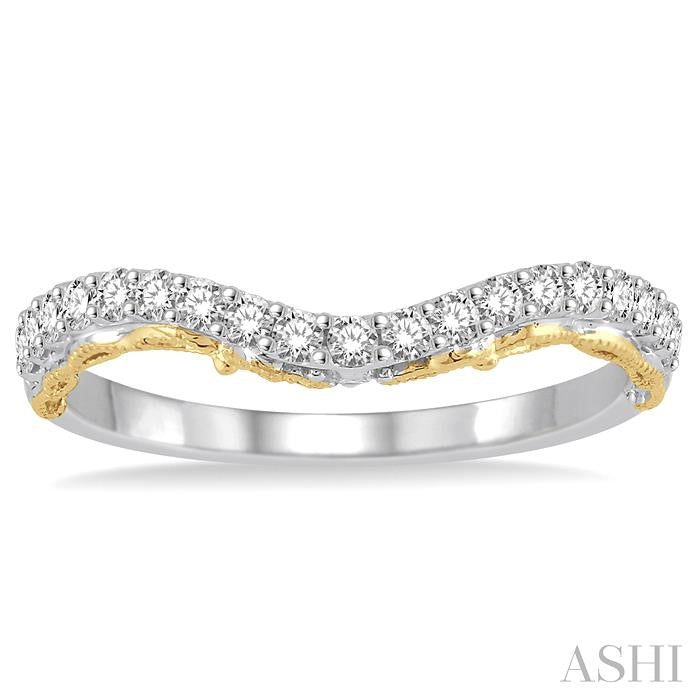1/3 Ctw Round Cut Diamond Wedding Band in 14K White and Yellow Gold