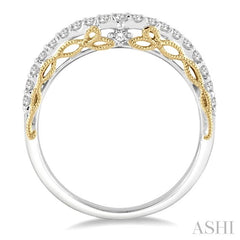 1/3 Ctw Round Cut Diamond Wedding Band in 14K White and Yellow Gold