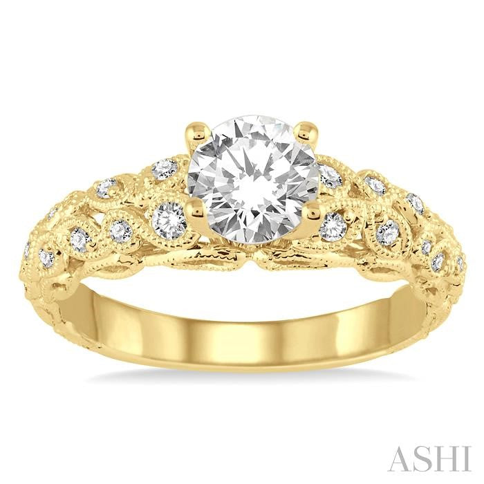 1/5 Ctw Diamond Semi-Mount Engagement Ring in 14K Yellow Gold
