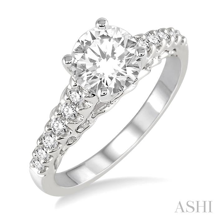 1/3 Ctw Round Cut Diamond Semi-Mount Ring in 14K White Gold