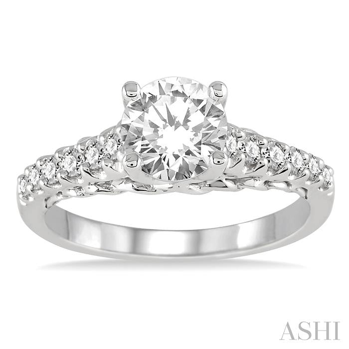 1/3 Ctw Round Cut Diamond Semi-Mount Ring in 14K White Gold