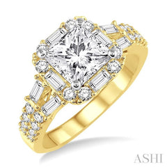 7/8 Ctw Diamond Semi-Mount Engagement Ring in 14K Yellow and White Gold