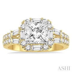 7/8 Ctw Diamond Semi-Mount Engagement Ring in 14K Yellow and White Gold