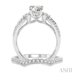1 1/4 Ctw Diamond Wedding Set with 1 1/10 Ctw Princess Cut Engagement Ring and 1/6 Ctw Wedding Band in 14K White Gold
