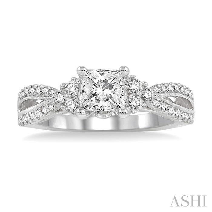 1/3 Ctw Diamond Semi-Mount Engagement Ring in 14K White Gold