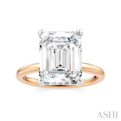 1/10 Ctw Emerald Shape Round Cut Diamond Semi-Mount Engagement Ring in 14K Rose and White Gold