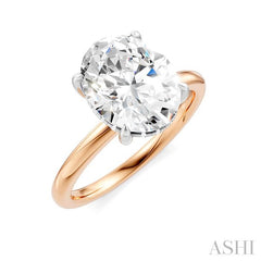 1/10 Ctw Oval Shape Round Cut Diamond Semi-Mount Engagement Ring in 14K Rose and White Gold