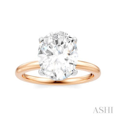 1/10 Ctw Oval Shape Round Cut Diamond Semi-Mount Engagement Ring in 14K Rose and White Gold